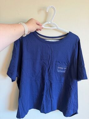 Patagonia Navy Short Sleeve Pocket Tee with Embroidery